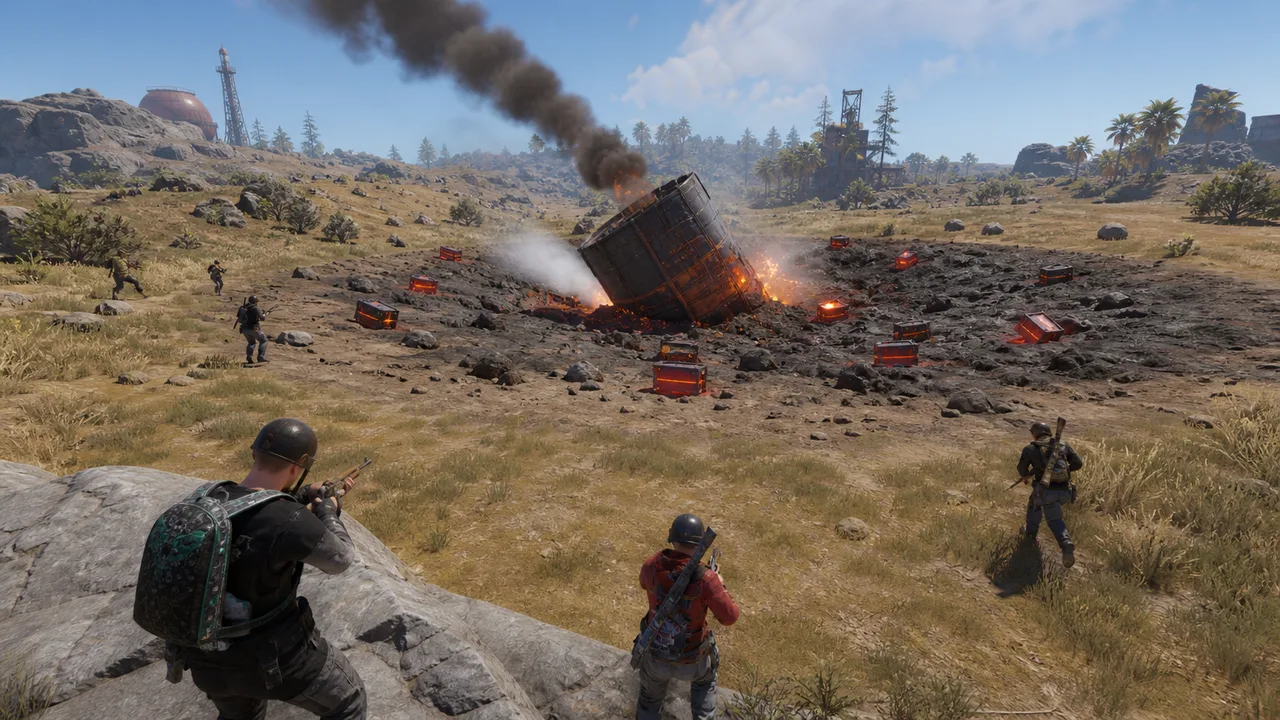 Players converging on a newly triggered Satellite Crash event