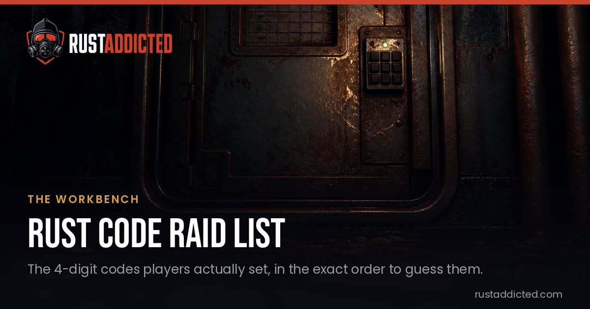 Rust Code Raid List — The 353 Most Common Door Codes (2026) · RustAddicted