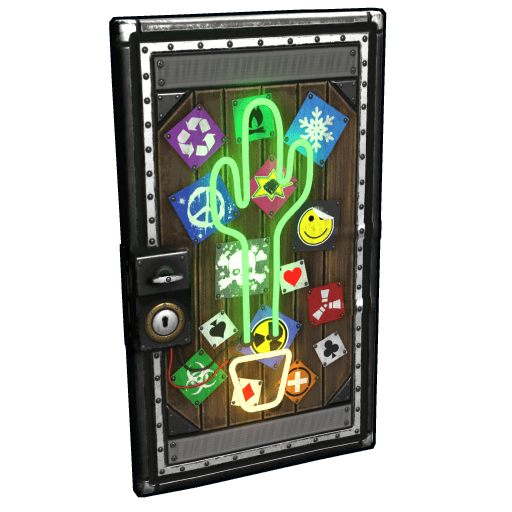 Neon Cactus Metal Door